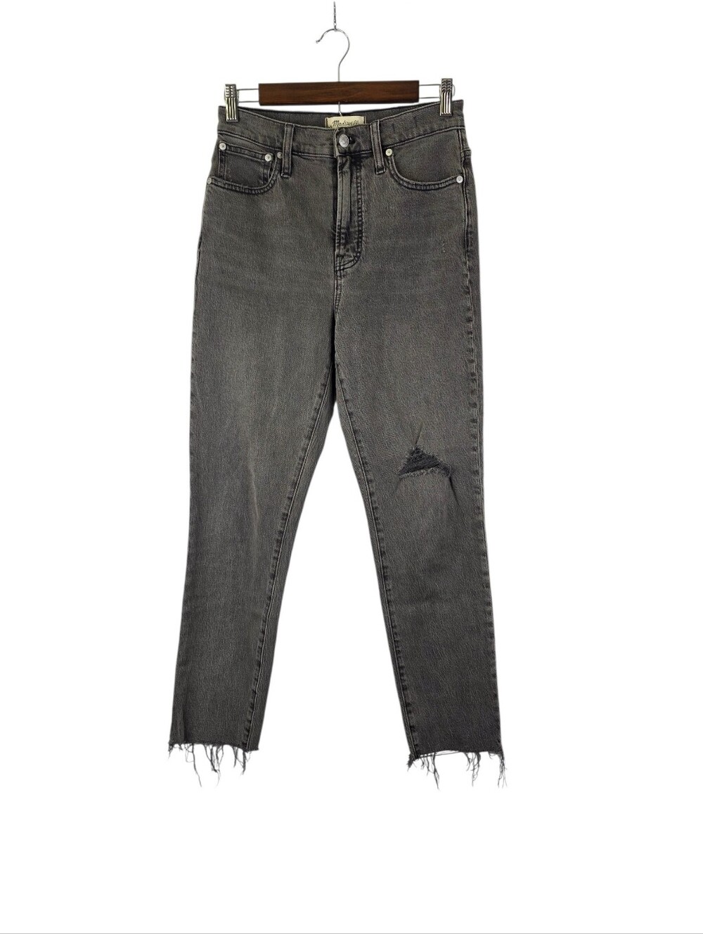 Madewell Women's Size 26 The Perfect Vintage Jean Charcoal Wash Distressed Denim